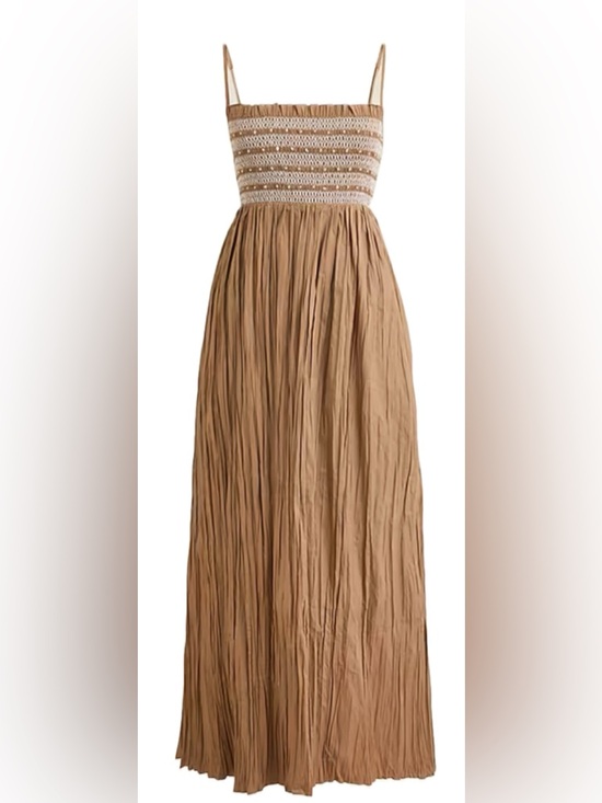 J. Crew Dresses & Skirts - J. Crew Brown Catania Crinkled Maxi Dress, size XL